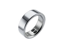 Silver AI smart ring with heart rate and blood oxygen monitoring.