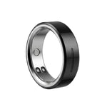 Black ceramic smart ring with sleek minimalist design.