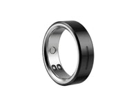 Black ceramic smart ring with sleek minimalist design.